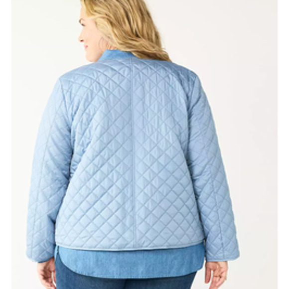 Croft & Barrow® Quilted Snap-Front Jacket Plus Size 1X Dark Pink  NWT - Picture 3 of 4